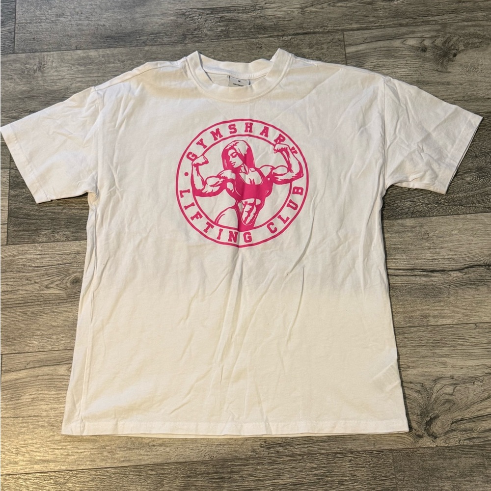 Gymshark White Tee with Pink Graphic